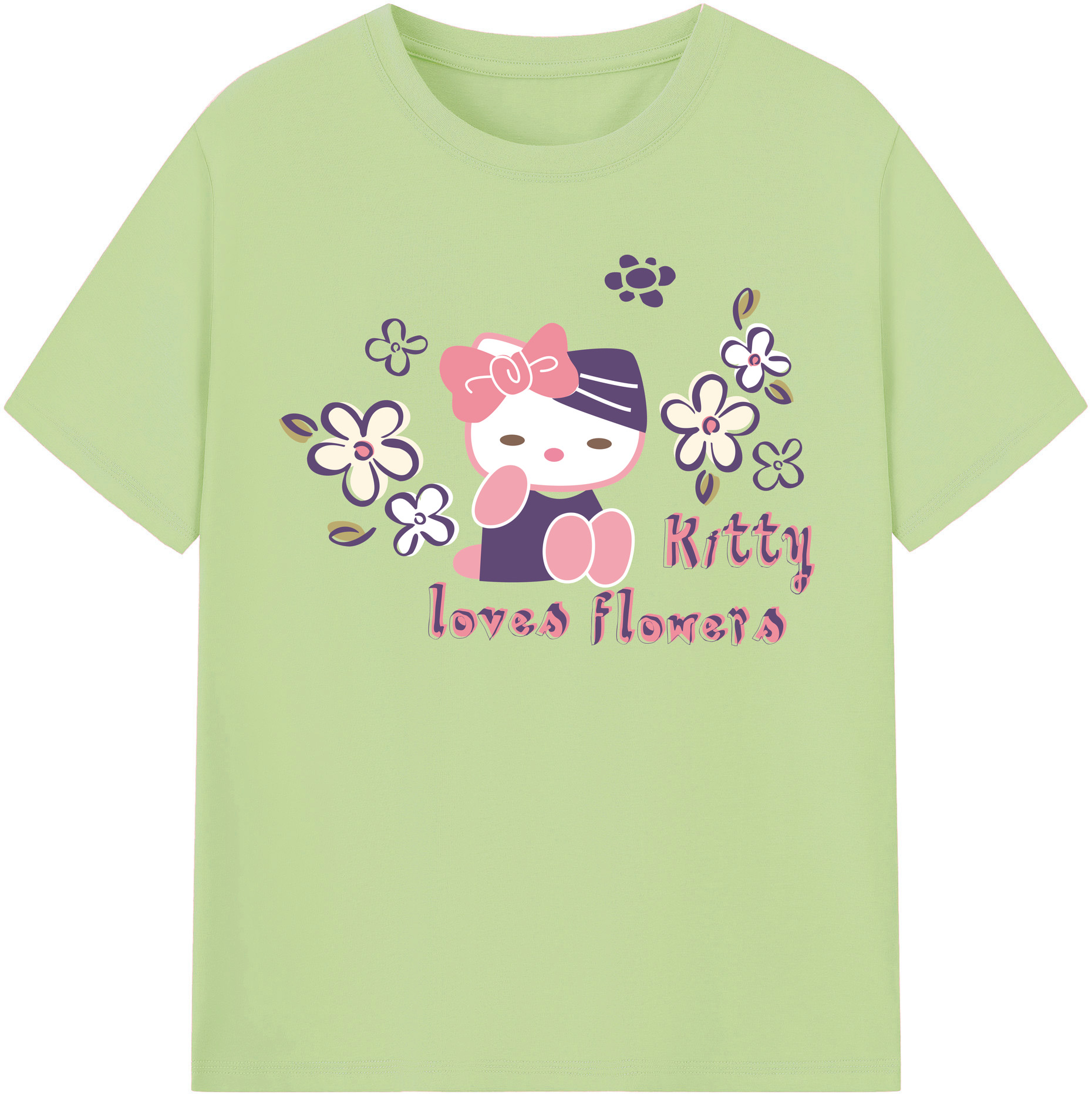 （画像用） Hello Kitty ハローキティ 綿100％半袖Tシャツ（フロントプリント）